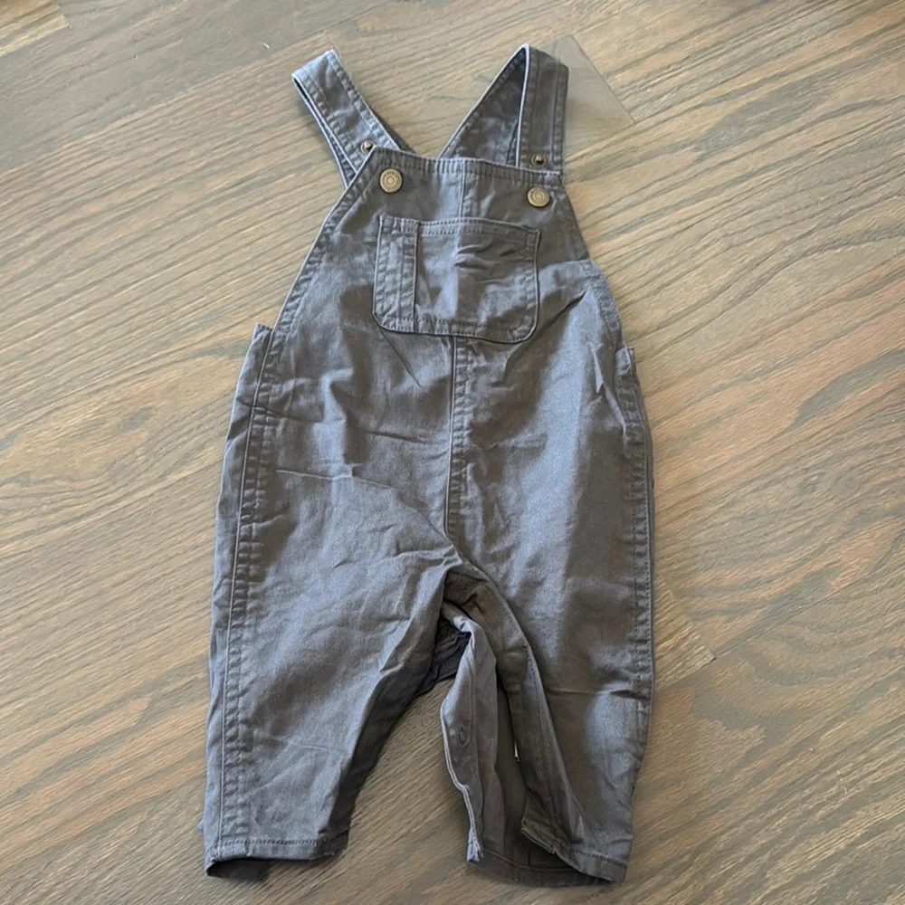 Old Navy Baby Gray Twill Overalls Unisex 3-6M